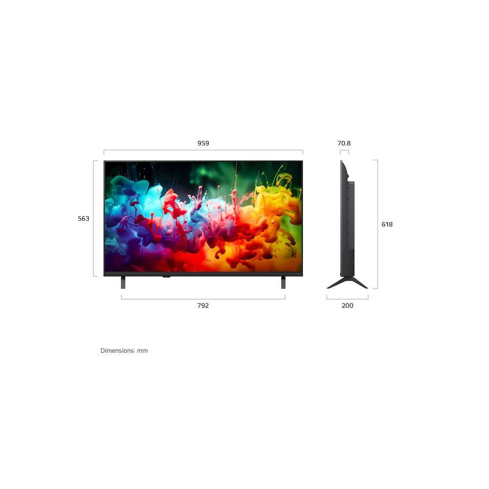 LG QNED AI Mini LED QNED70 4K Smart TV (2026) 43 inch - Size