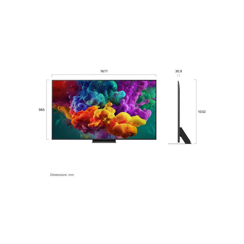 LG QNED evo AI Mini LED QNED86 4K Smart TV (2026) 75 inch - Size