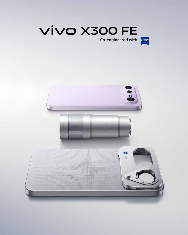vivo X300 FE with leans and case