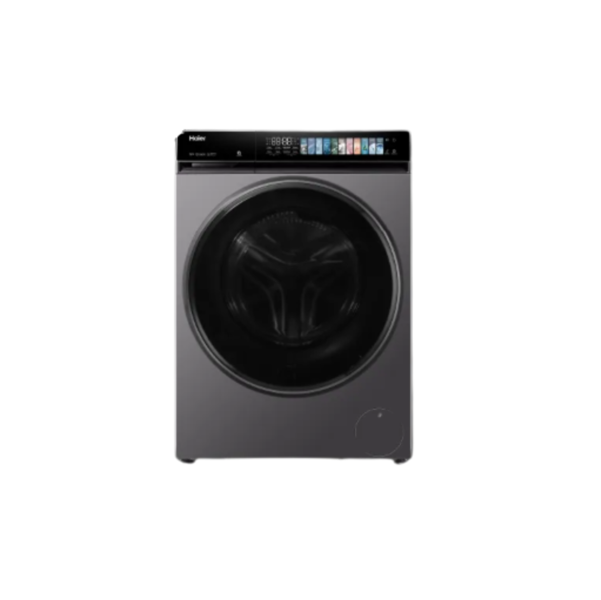 Haier 14KG front load washer in dark grey with digital control panel