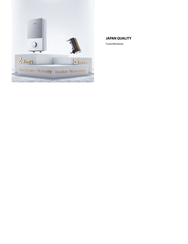 Close up of Toshiba Water Heater Japan quality