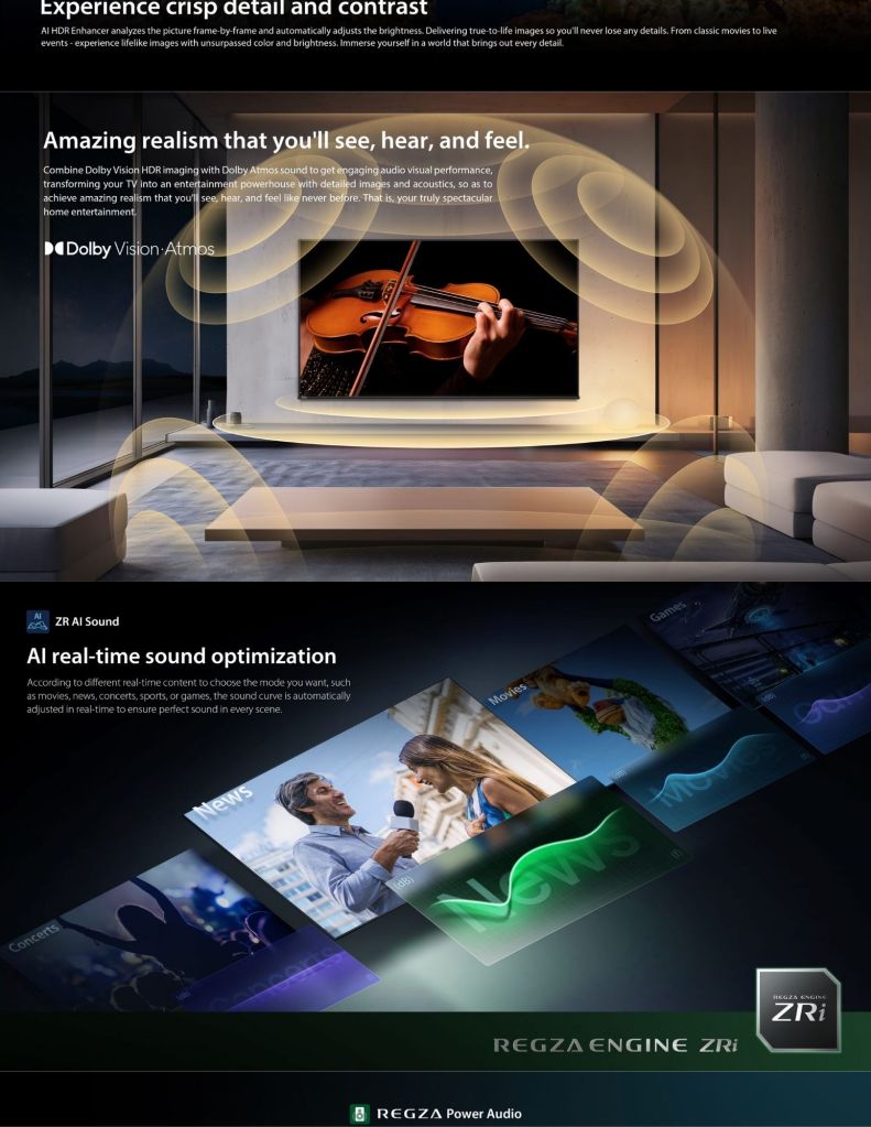 Close up of Toshiba C350RP 4K UHD Smart TV Dolby Vision Atmos