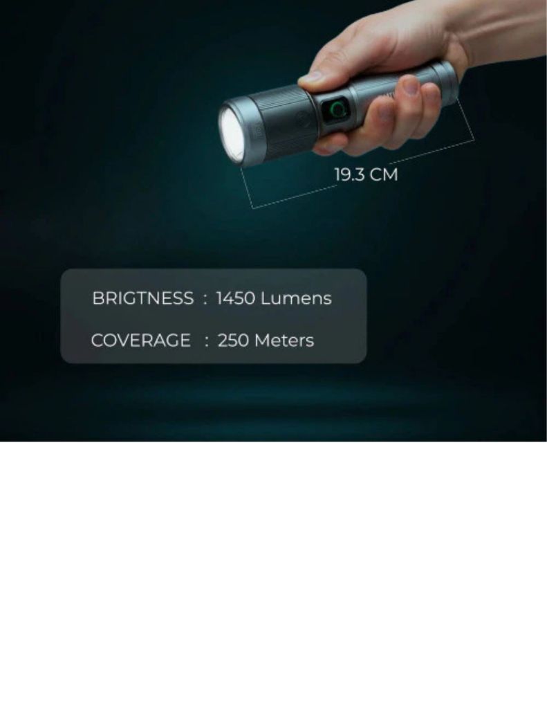 Close-up of Philips flashlight 1450 lumens bright & 250m coverage