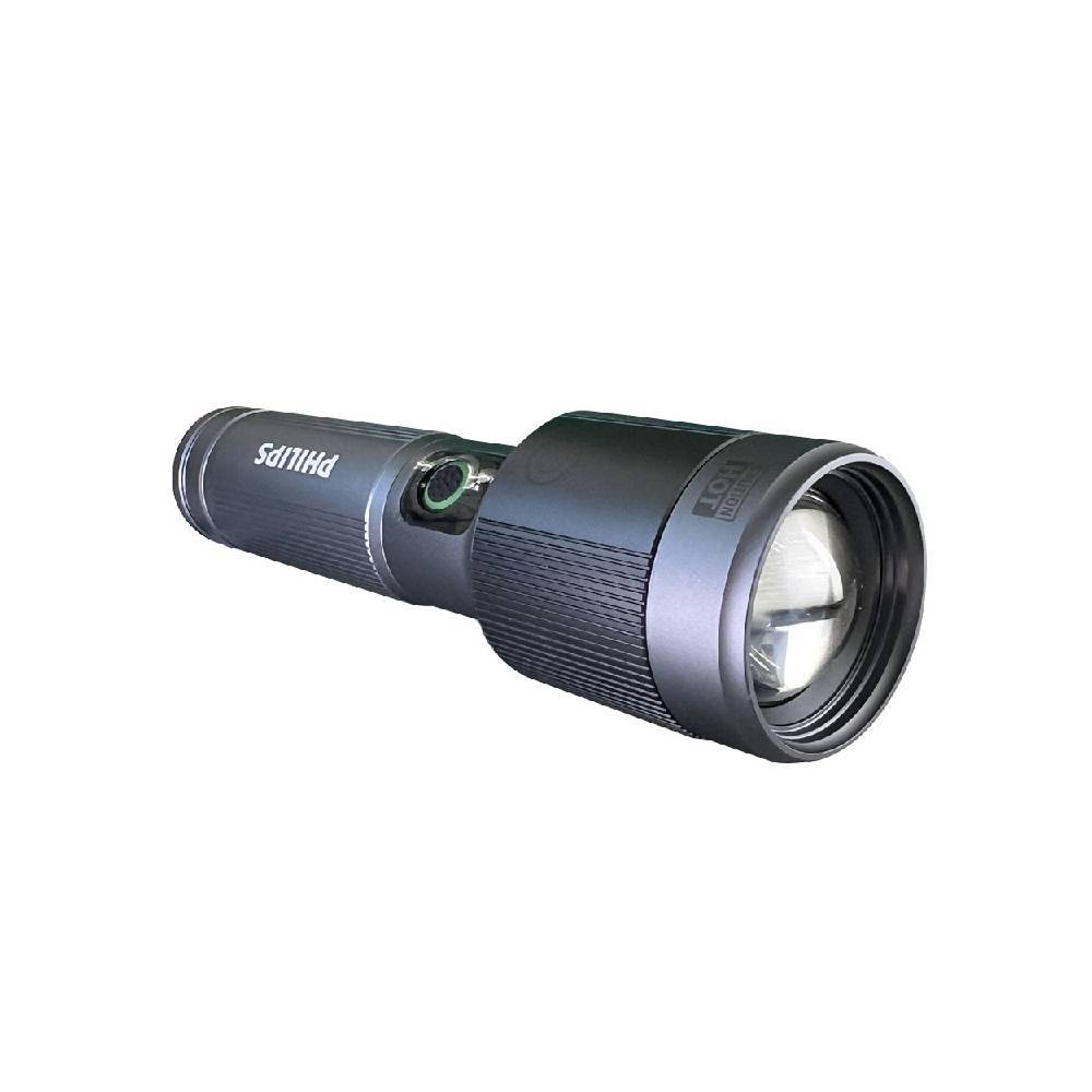 Philips 2200 mAh Aircraft Aluminium Alloy Long Range Zoom LED Rechargeable Flashlight - Side View
