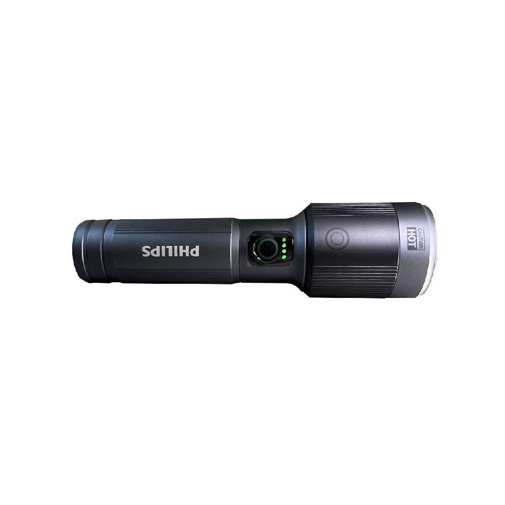 Philips 2200 mAh Aircraft Aluminium Alloy Long Range Zoom LED Rechargeable Flashlight - Side View
