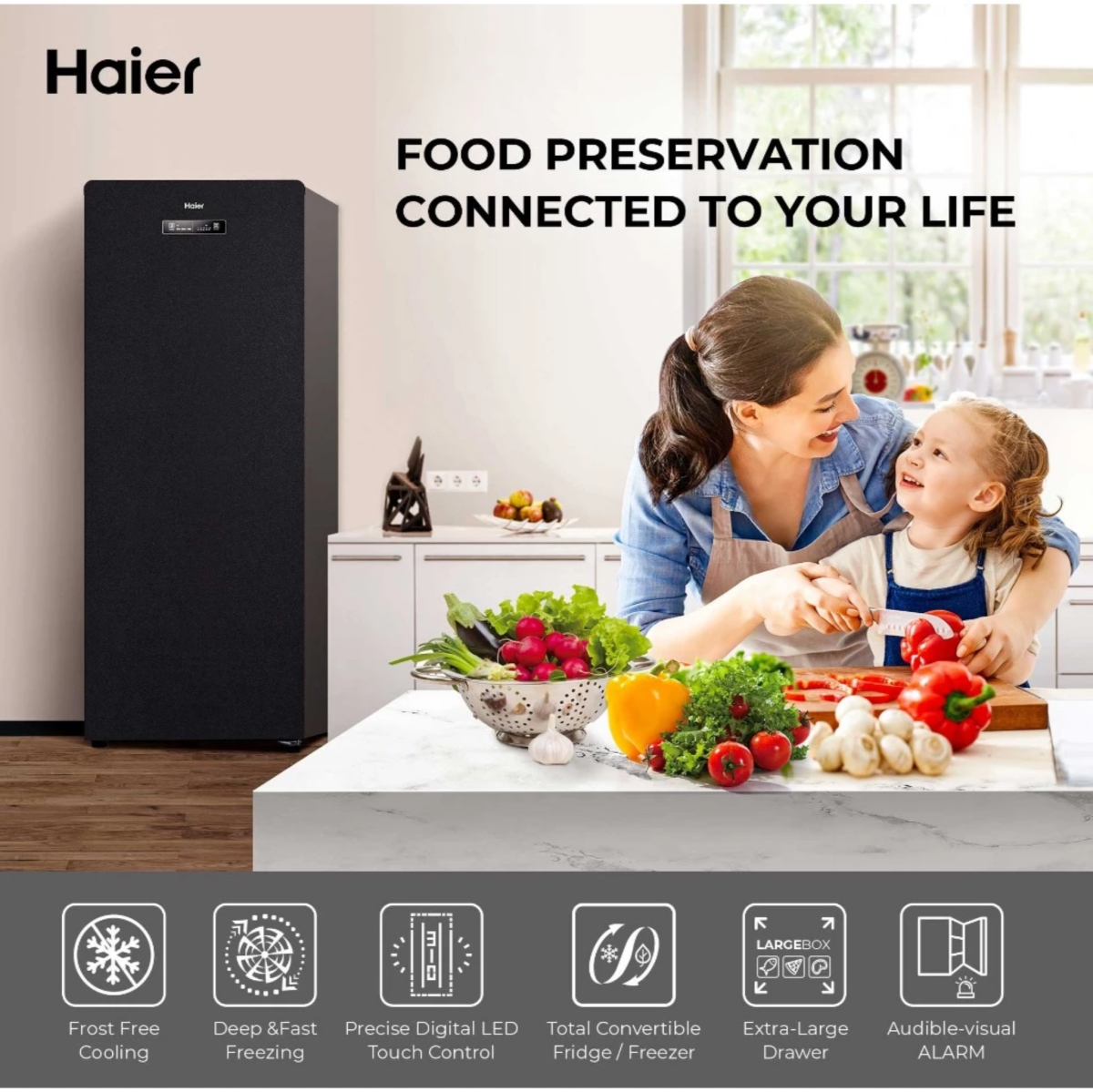 Family preparing fresh food in a modern kitchen