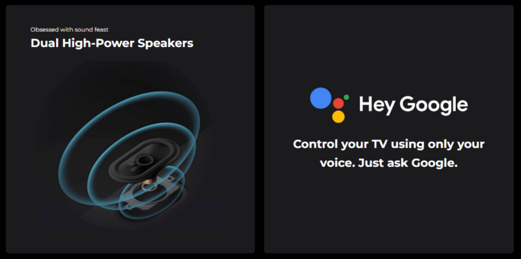 50" 4K Google TV with dual high-power speakers and Hey Google voice control
