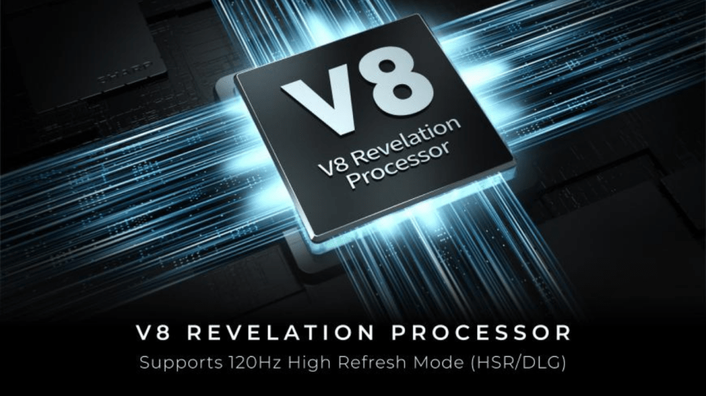 SHARP 4TC75JJ5000X Google TV featuring V8 Revelation Processor for enhanced performance