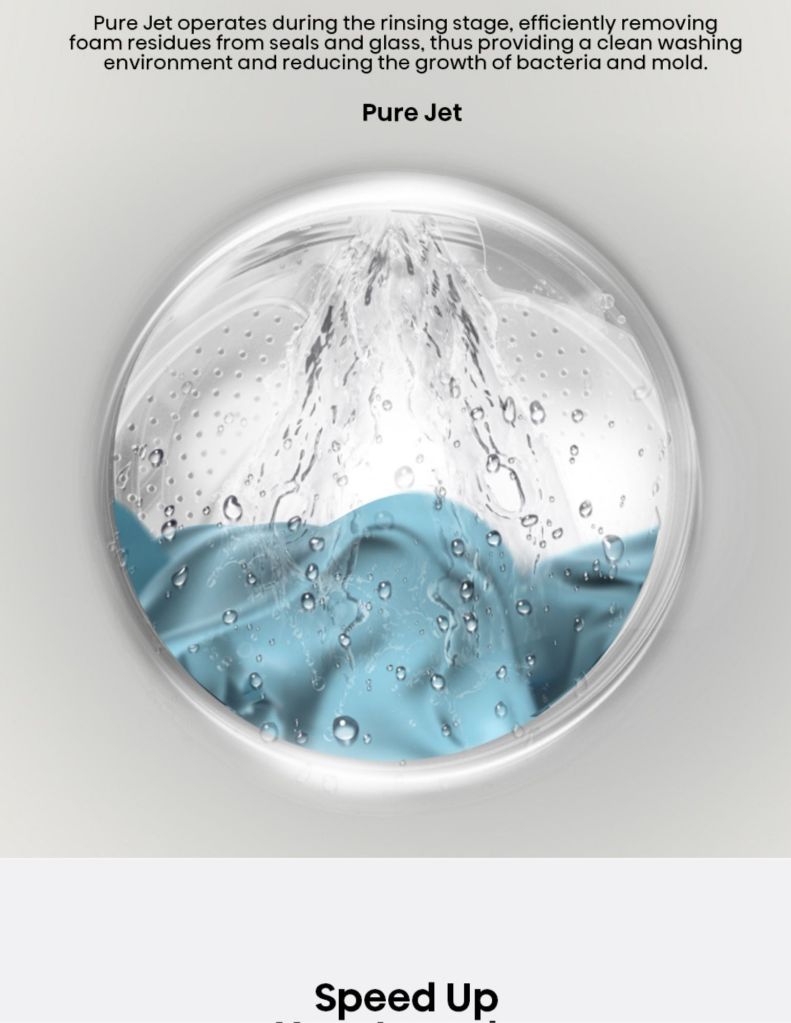 Close up of Hisense 12KG Front Load Washer pure jet