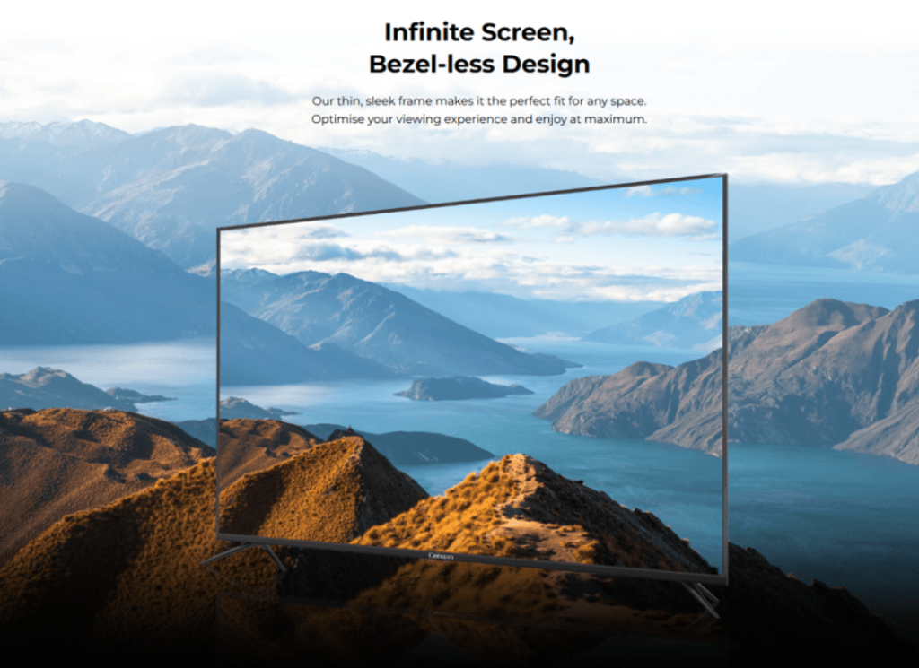 50" 4K TV with infinite screen bezel-less design for a wider and more immersive viewing experience