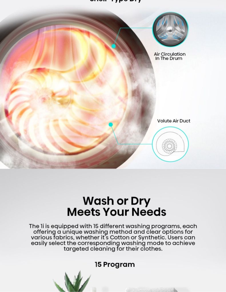 Close up of Hisense 12KG Front Load Washer and 8kg Dryer 15 programs