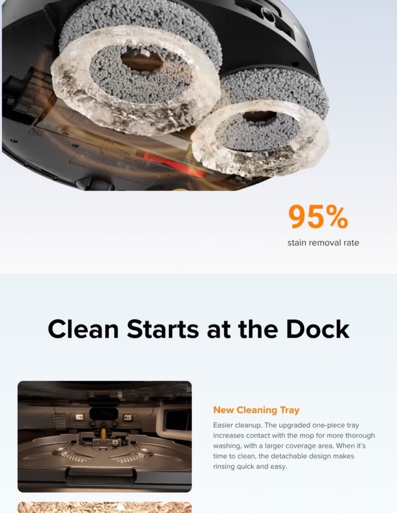 Close up of Roborock Qrevo 2 Pro Robot Vacuum multifunctional dock