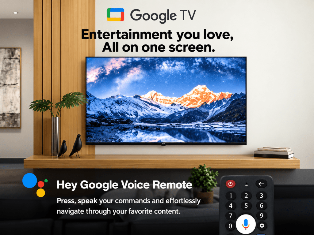 Sharp 4TC55JJ5000X Google TV with Hey Google Voice Remote for hands-free content navigation