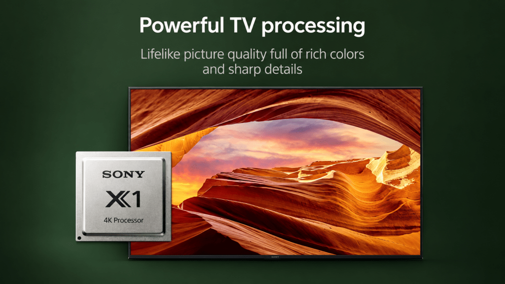 Sony X77L TV with X1 4K Processor for rich colours, sharp details and powerful picture processing