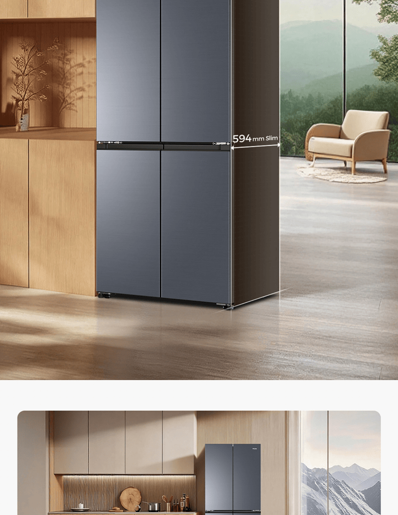 Close up of Haier 610L Multidoor Refrigerator 594mm slim
