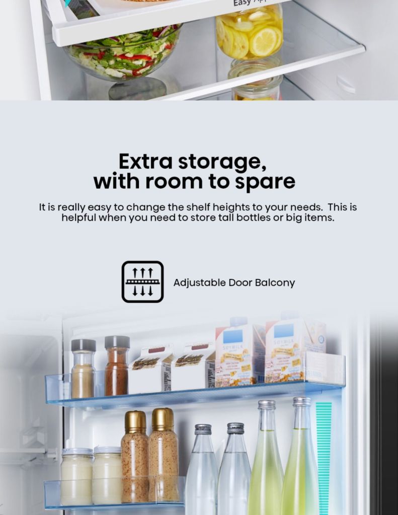 Close up of Hisense 500L 2 Door Inverter Refrigerator adjustable door balcony