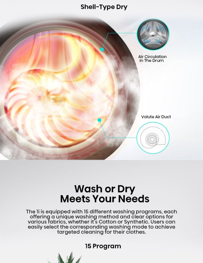 Close up of Hisense 9KG Front Load Washer 6KG Dryer shell-type dry