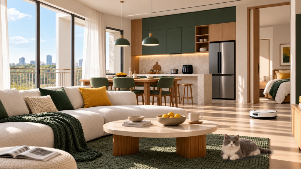 Comfortable home with modern living spaces and everyday appliances