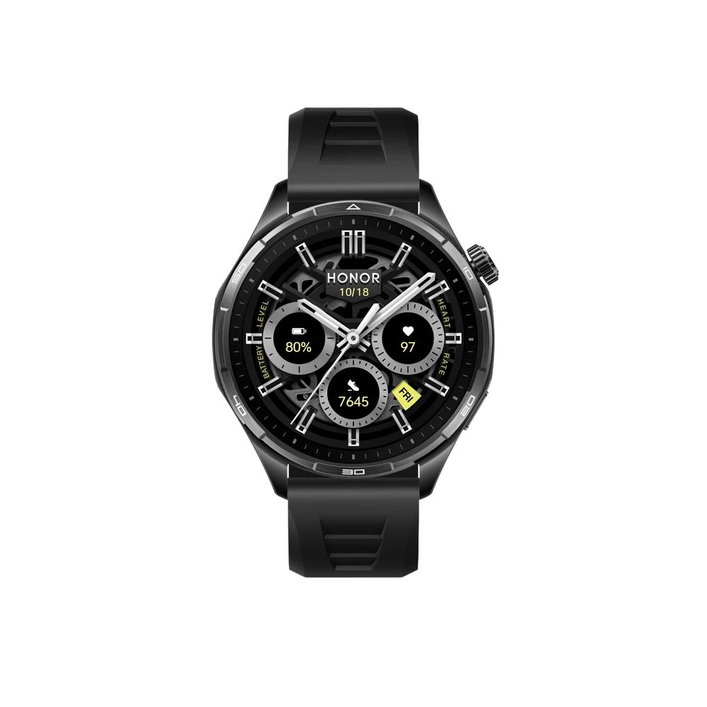 HON-WATCH6-BLK Honor Watch 6 Black Fluoroelastomer Strap - Front View