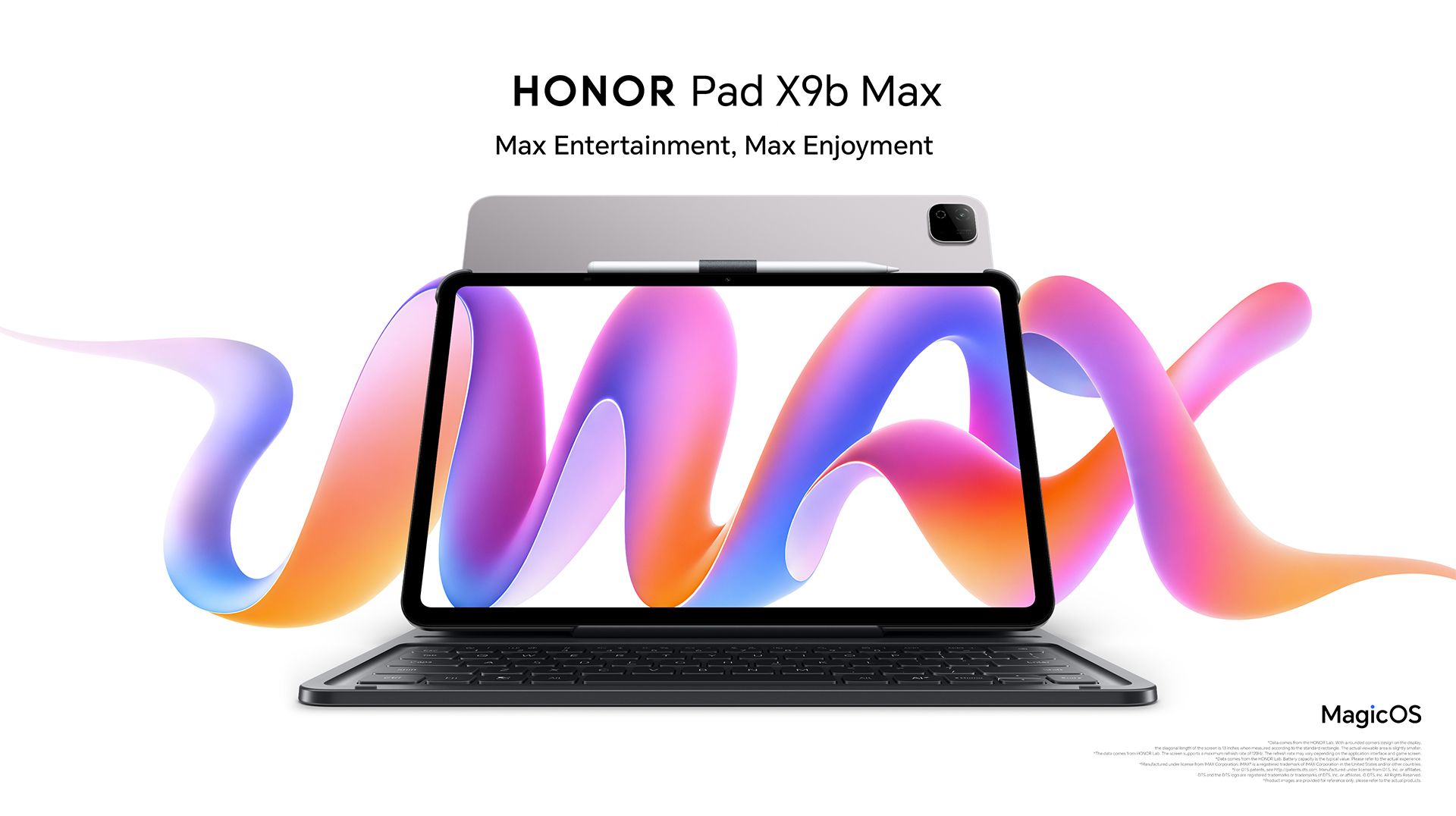 HONOR Pad X9b Max with keyboard and stylus