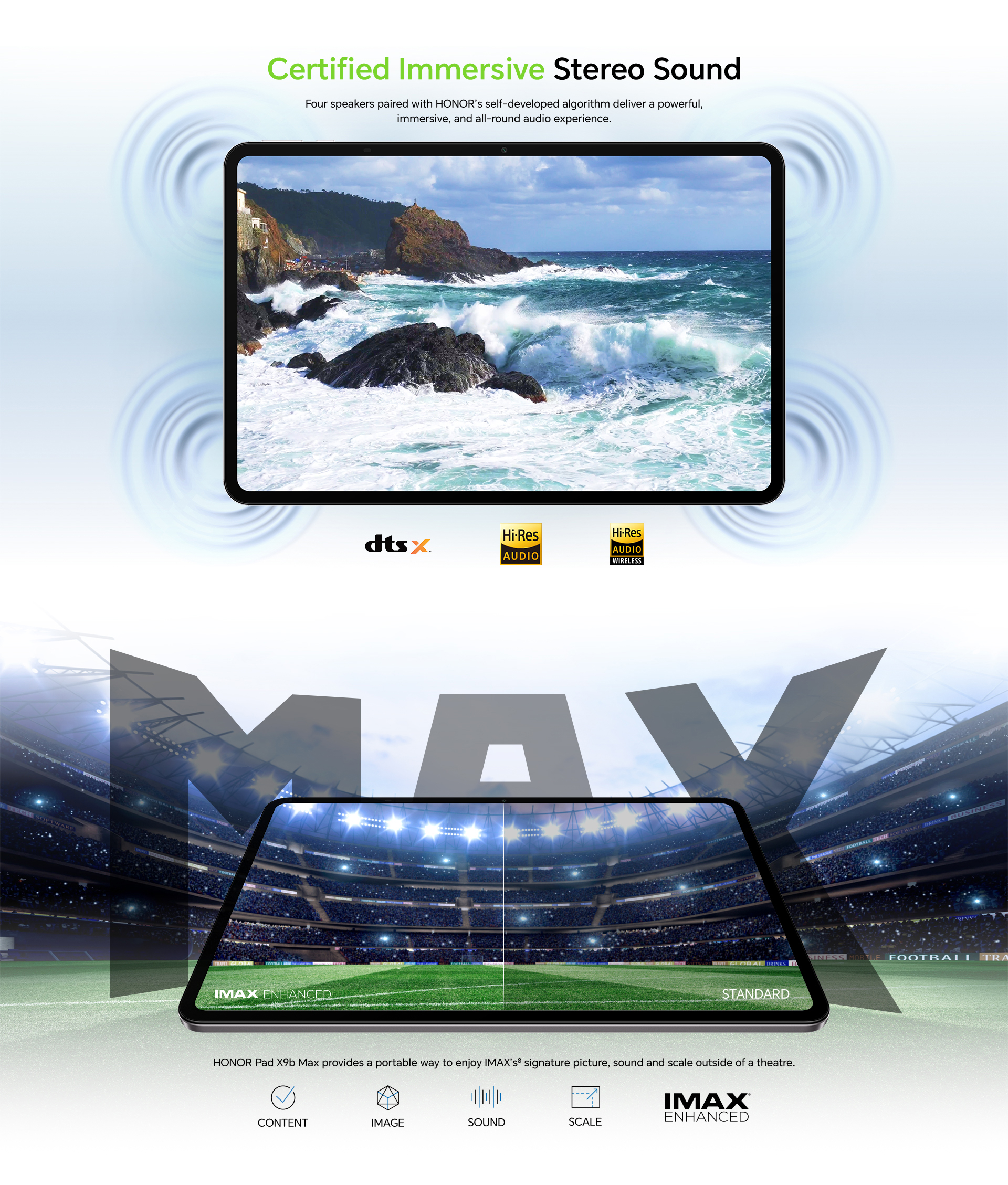 Certified immersive stereo sound with four speakers